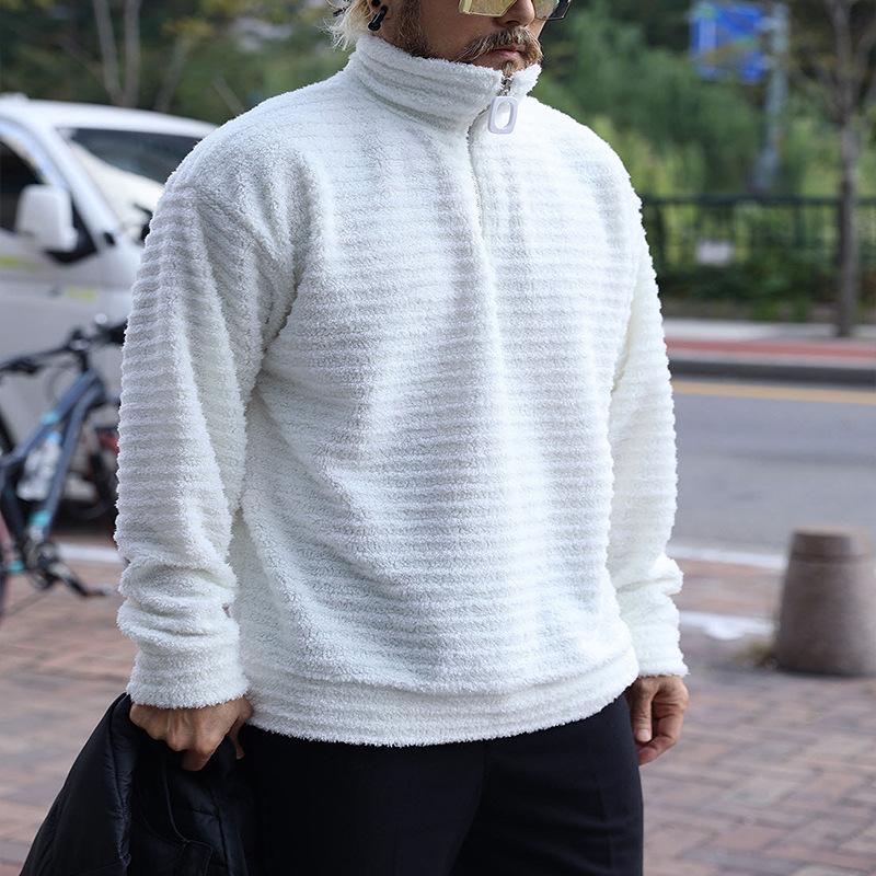 Men's Casual Stand Collar Loose Knitted Pullover Sweatshirt 03544864M
