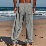 Men's Lace-up Beach Breathable Cotton and Linen Loose Pants 30111852X