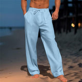 Men's Linen Solid Color Vacation Basic Beach Pants 61164046X