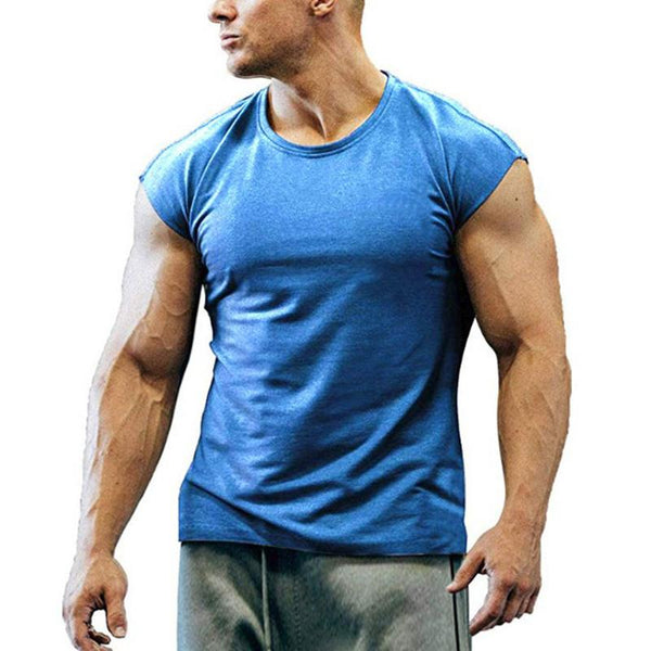 Men's Casual Round Neck Solid Color Sleeveless Tank Top 26872541M