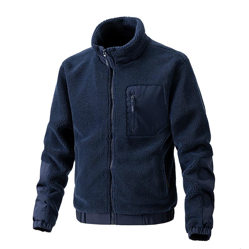 Men's Stand Collar Polar Fleece Casual Outdoor Jacket 64854778F