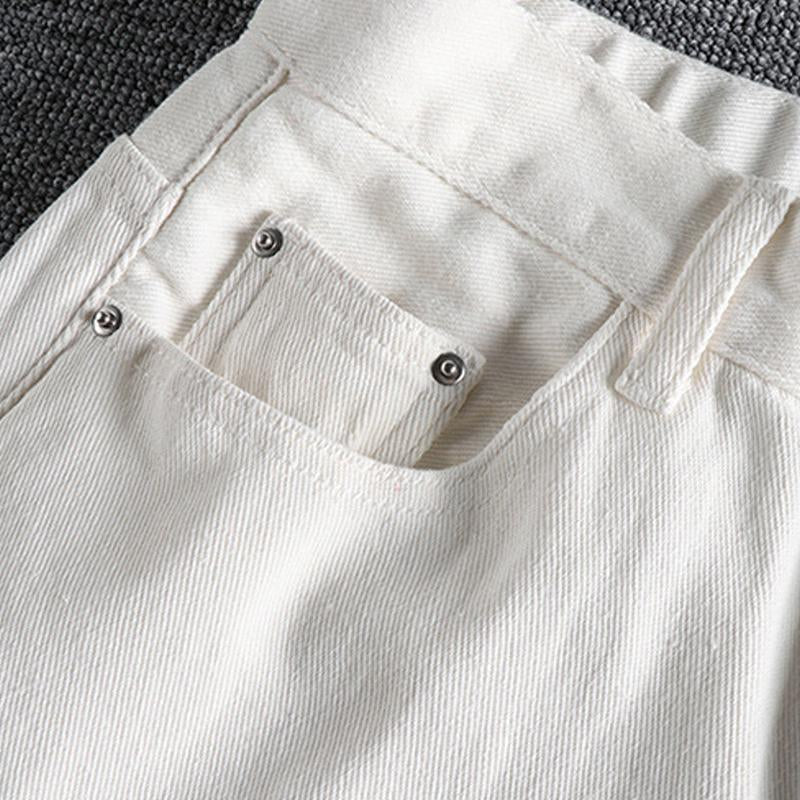 Men's Casual Solid Color Washed Slim Denim Shorts 73060994M