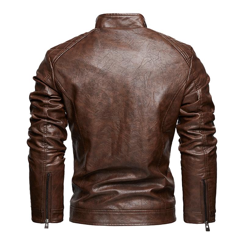 Men's American Retro Leather Motorcycle Jacket 27568455X