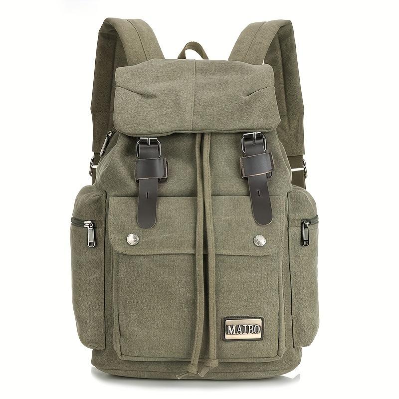 Men's Retro Outdoor Large Capacity Multi-Pocket Canvas Backpack 37317637Y