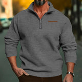 Men's Solid Plush Zipper Stand Collar Long Sleeve Sweatshirt 19760168Z