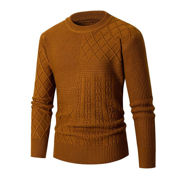 Men's Casual Solid Color Cable Crew Neck Sweater 15481377Y