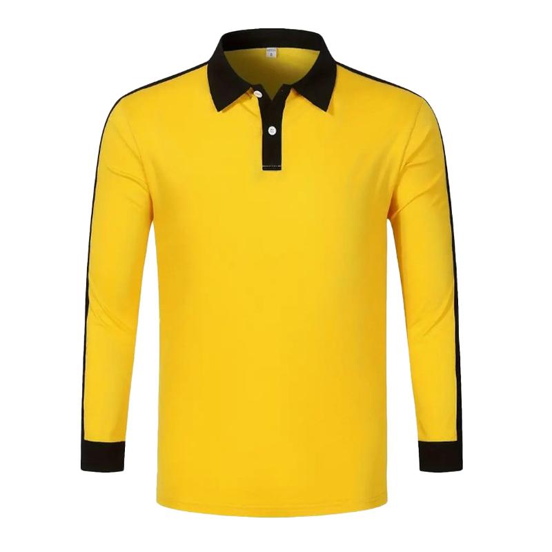 Men's Contrast Color Lapel Long Sleeve Polo Shirt 16654899X