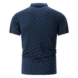 Men's Casual Plaid Jacquard Lapel Short-sleeved Polo Shirt 56489183X