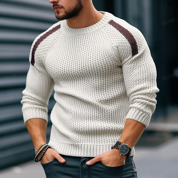 Men's Casual Color Block Raglan Sleeve Crew Neck Sweater 12340292Y