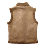 Men's Vintage Suede Reversible Shearling Vest 32556513Y