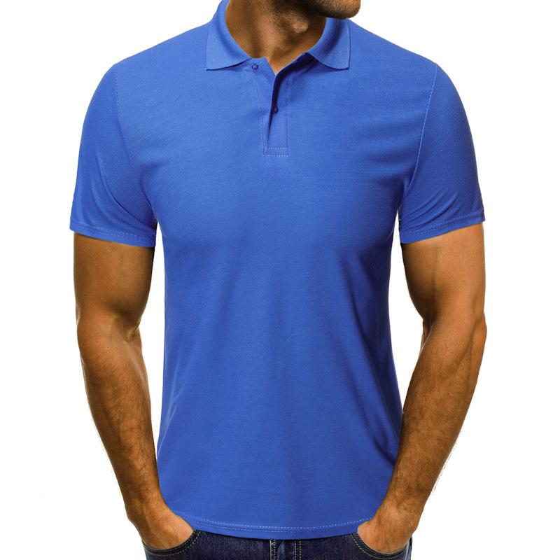 Men's Solid Lapel Short Sleeve Polo Shirt 80301954Z