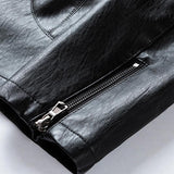 Men's Casual Stand Collar Zipper Slim Leather Jacket 99434666M