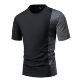 Men's Casual Contrast Color Splicing Round Neck Short Sleeve T-Shirt 41920538M