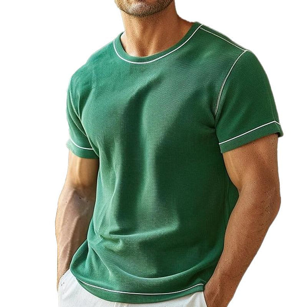 Men's Casual Contrast Color Round Neck Short Sleeve T-Shirt 34748038X