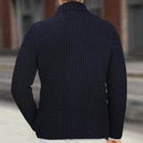 Men's Casual Stand Collar Patch Pocket Slim Fit Knitted Suit Cardigan 11382058M