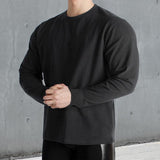 Men's Retro Casual Solid Color Round Neck Sweater Long Sleeve T-shirt 98709800TO