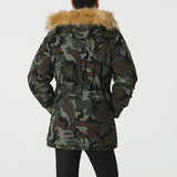 Men's Vintage Camouflage Plush Hooded Coat 40525828Y