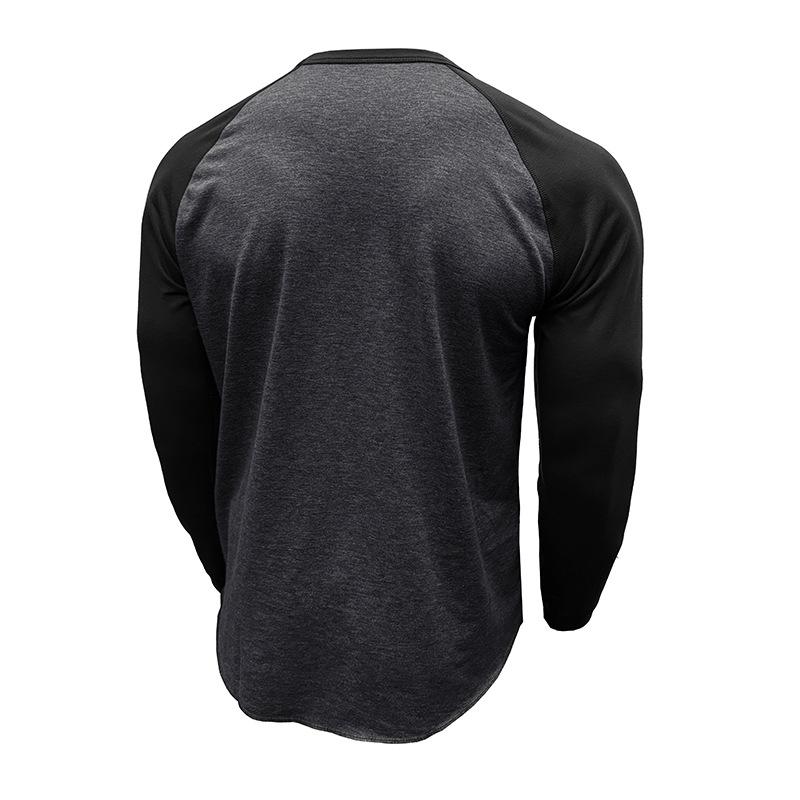 Men's Round Neck Long Sleeve Casual Color Block Pullover T-shirt 89657764X