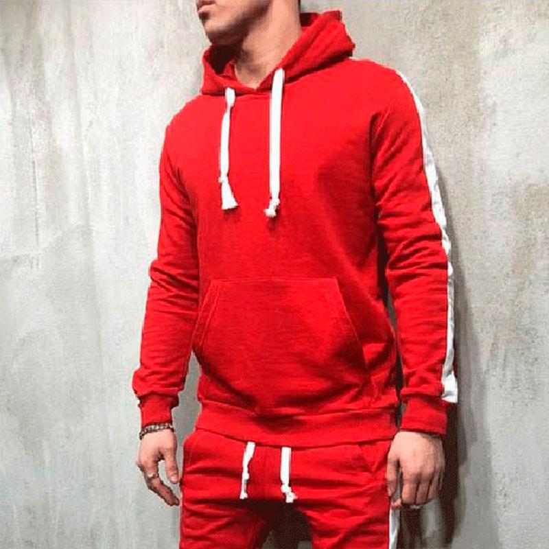 Men's Casual Hooded Color Block Sports Hoodie 86122367M