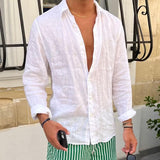 Men's Casual Solid Color Lapel Long Sleeve Shirt 83160237Y
