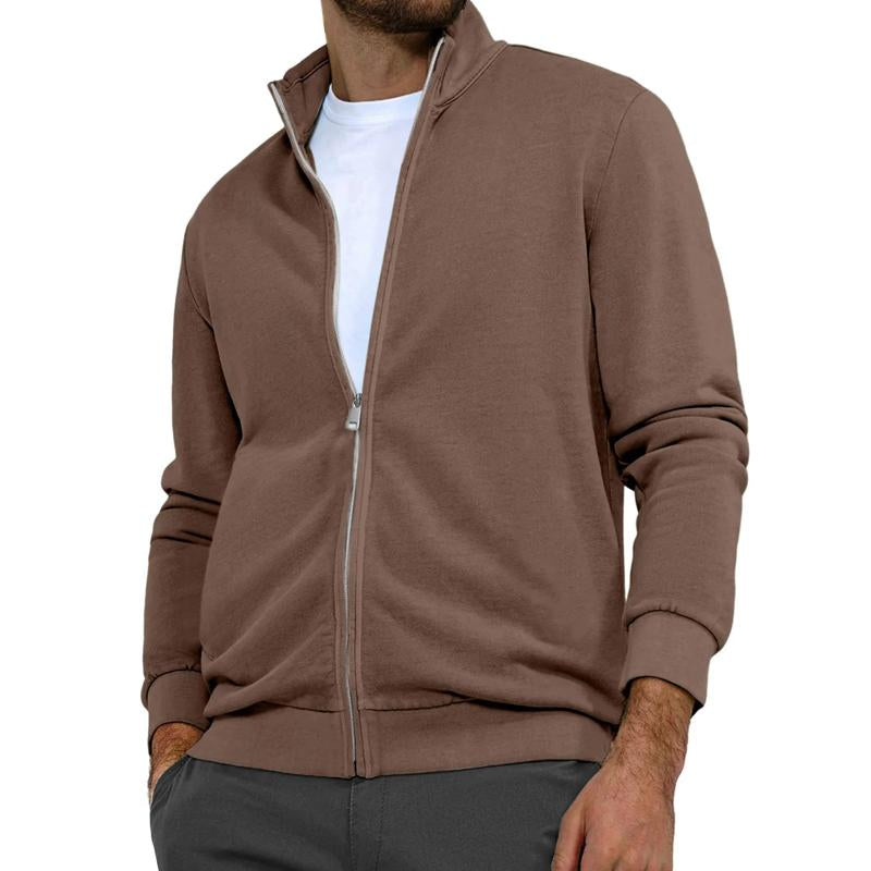 Men's Casual Solid Color Stand Collar Zipper Sweatshirt Jacket 48423999Y