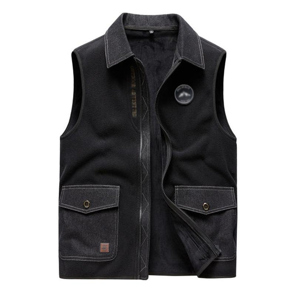 Men's Outdoor Fleece Lapel Stitching Loose Vest 51883943X