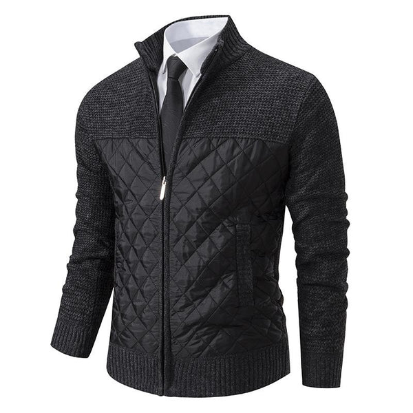 Men's Quilted Stand Collar Knit Cardigan 16216098F