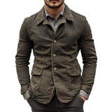 Men's Vintage Washed Distressed Denim Blazer 06394041X