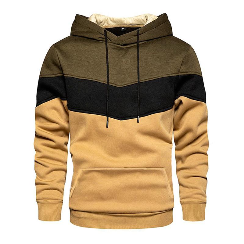 Men's Casual Sports Colorblock Patchwork Long Sleeve Loose Hoodie 79658232M