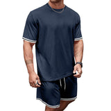 Men's Casual Sports Round Neck Short-Sleeved T-Shirt Loose Shorts Set 38957779M