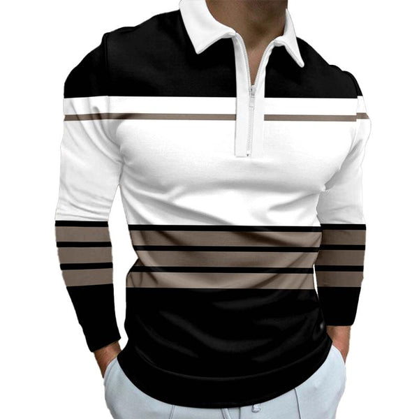 Men's Classic Striped Long Sleeve POLO Shirt 79778353X