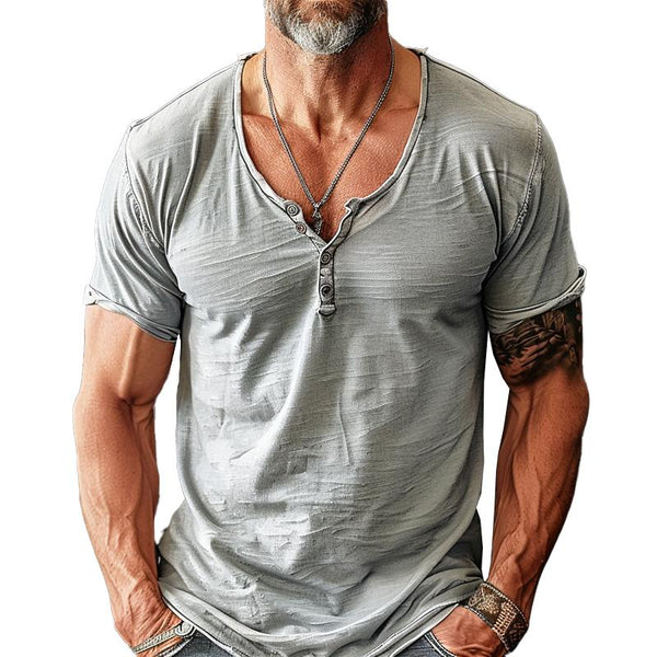Men's Solid Color Casual Short Sleeve T-Shirt 29543051X