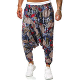 Men's Cotton and Linen Low-crotch Casual Printed Leggings Pants 62803971X