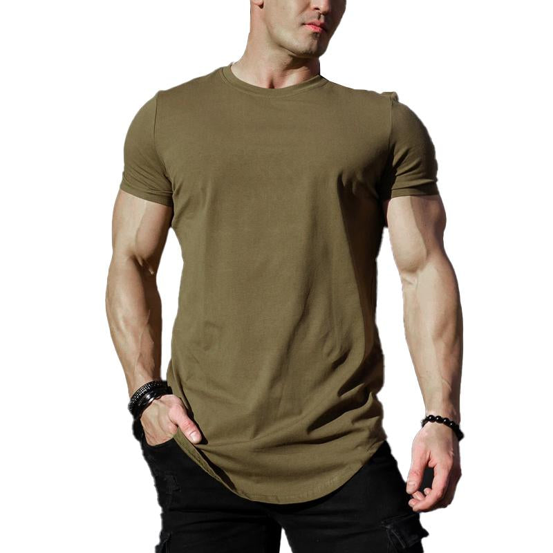 Camiseta de manga corta con cuello redondo y holgado de color liso para hombre 45316034X