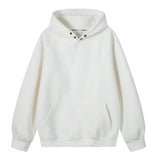 Men's Casual Solid Color Button Kangaroo Pocket Pullover Hoodie 43311678M