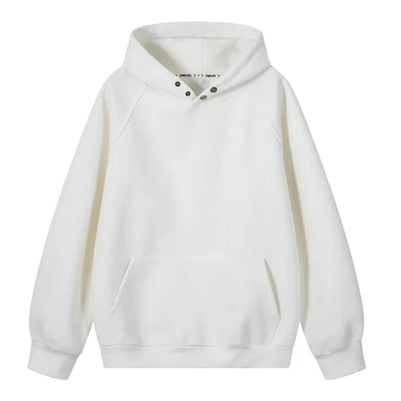 Men's Casual Solid Color Button Kangaroo Pocket Pullover Hoodie 43311678M