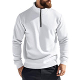 Men's Casual Solid Color Fleece Zipper Stand Collar Loose Sweatshirt 22895255M