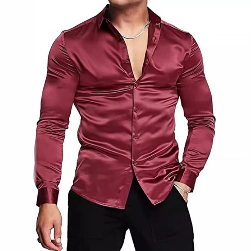 Men's Shiny Solid Color Shirt 56212505U