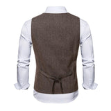 Men's Vintage Solid Color V-Neck Single-Breasted Slim Fit Vest 00171886M