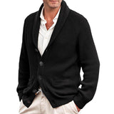 Men's Casual Solid Color Single Breasted Lapel Knit Cardigan 52509019Y