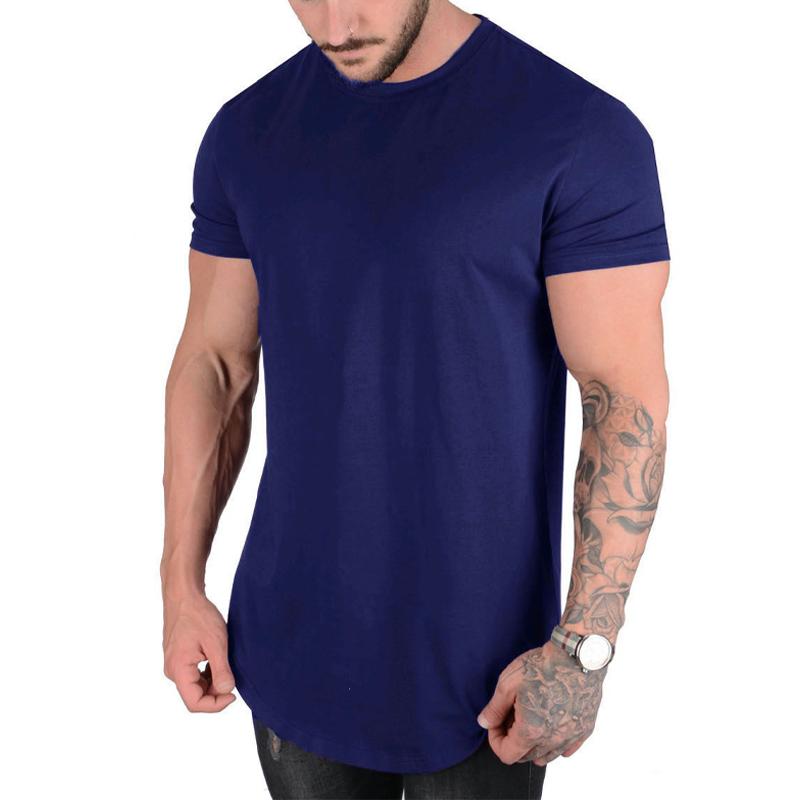 Camiseta de manga corta con cuello redondo y holgado de color liso para hombre 45316034X