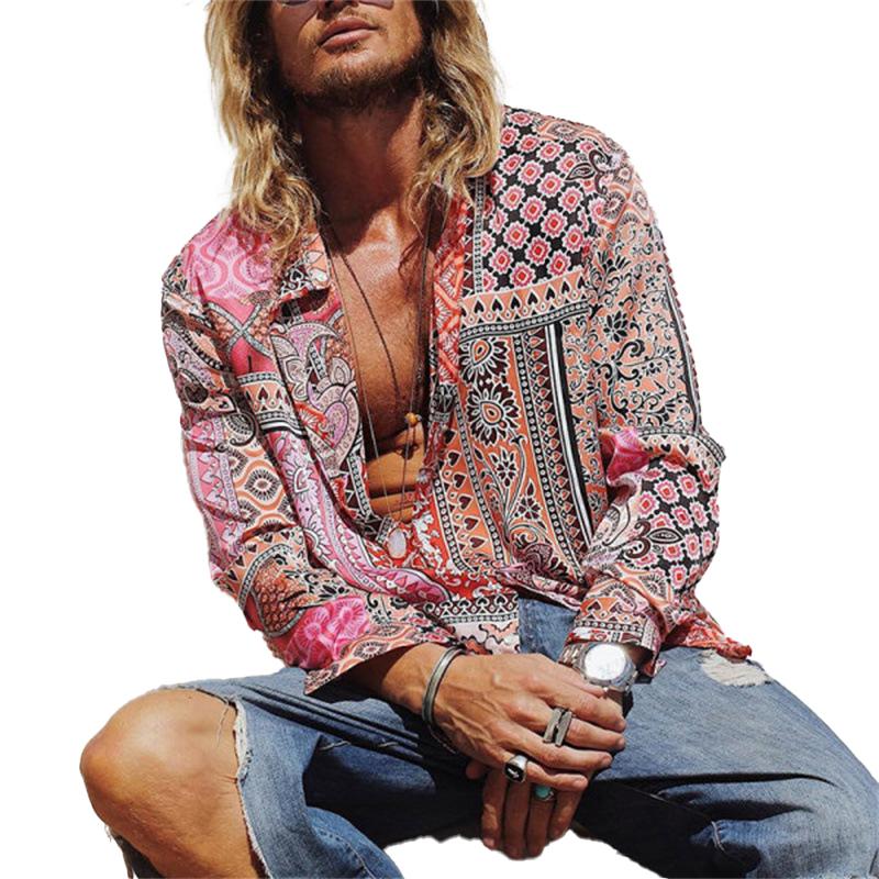 Camicia a maniche lunghe con stampa vintage da uomo 68872169Y