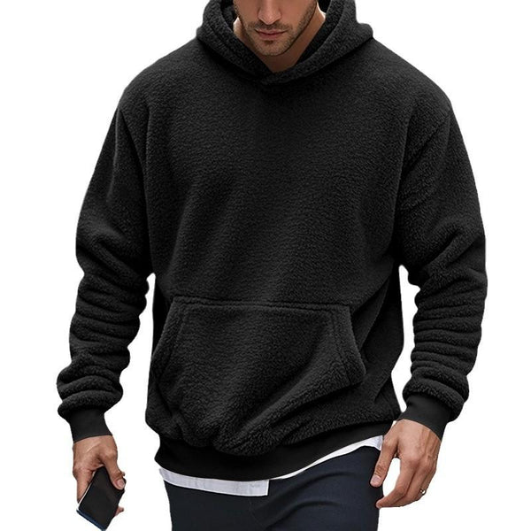 Men's Solid Loose Fleece Long Sleeve Hoodie 19479447Z