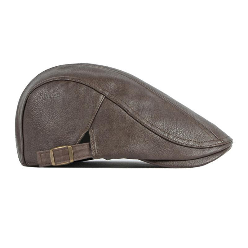 Men's Vintage Thick Warm Leather Cap 92575373M