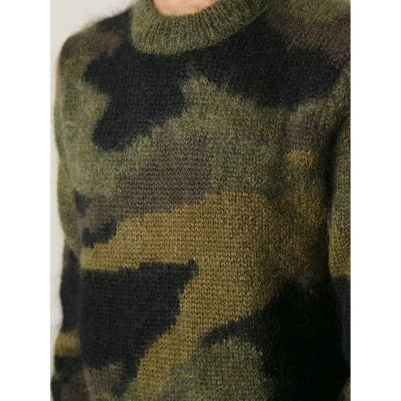 Men's Vintage Camouflage Jacquard Crew Neck Sweater 79045048Y