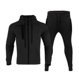 Men's Classic Casual  Zipper Long Sleeve Hoodie Cuffed Sweatpants Set 48991688K