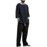Men's Vintage Solid Linen Short Sleeve T-Shirt Set 80446337Y
