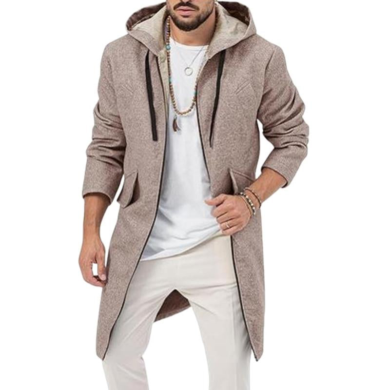 Men's Solid Color Loose Mid-length Hooded Coat 59152945X