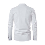 Men's Classic Casual Drawstring Stand Collar Long Sleeve Shirt 60525936K