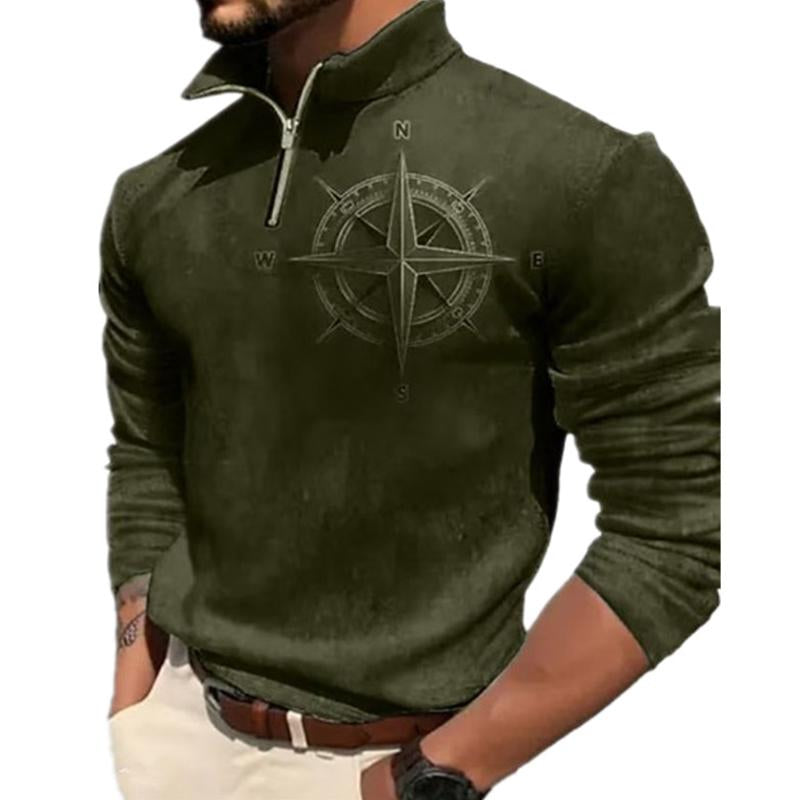 Men's Retro Printed Long Sleeve Zipper Sweatshirt 31089866X